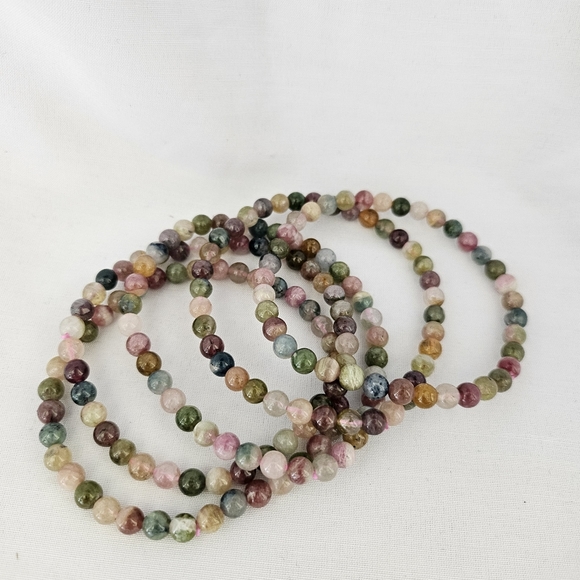 High quality natural watermelon tourmaline 6 mm bead bracelet - Picture 5 of 6